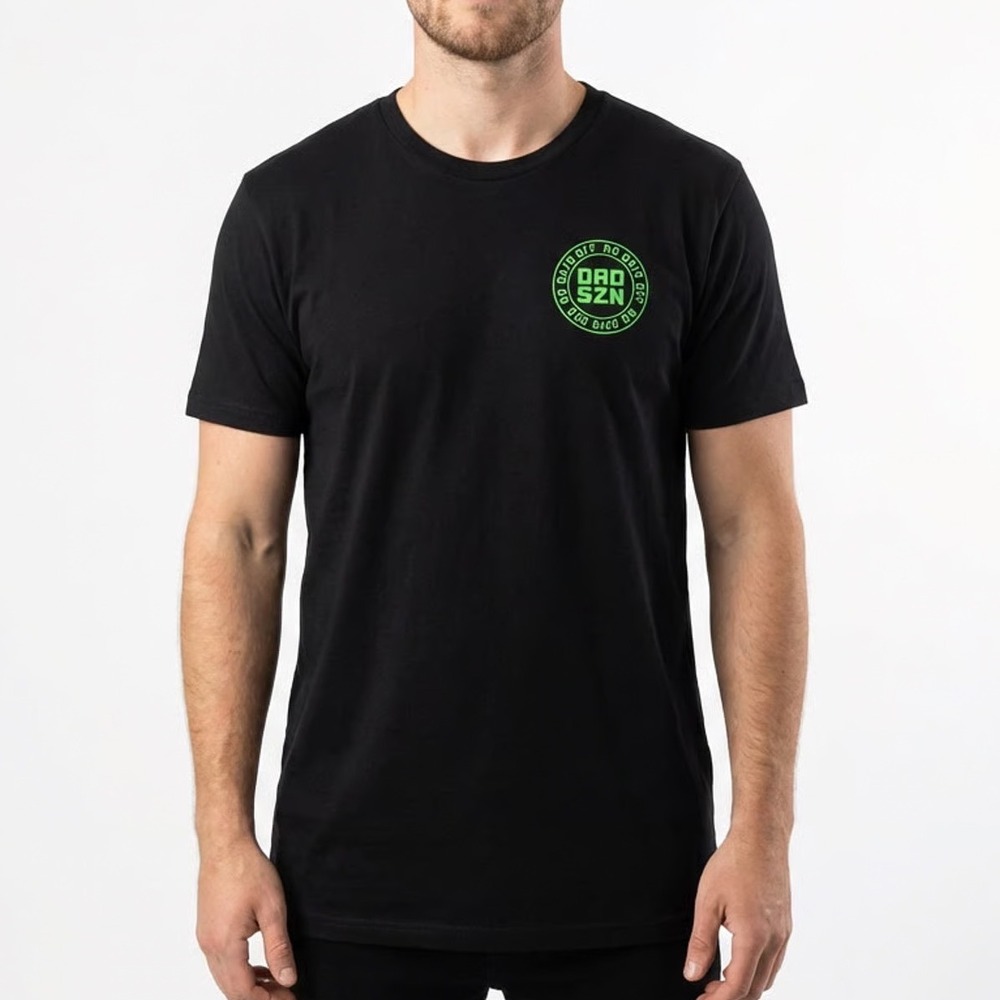 Dad SZN Neon Training T Shirt Mens Large Black No Days Off Short Sleeve Pullover